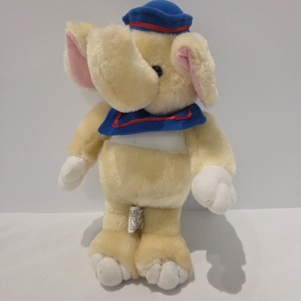 Kellytoy Vintage Elephant Yellow Blue Red Sailor Outift 10"